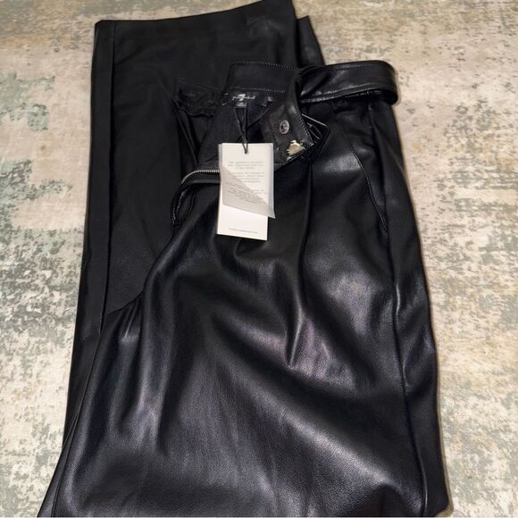 7 For All Mankind Midnight Leather Trousers - Picture 1 of 10
